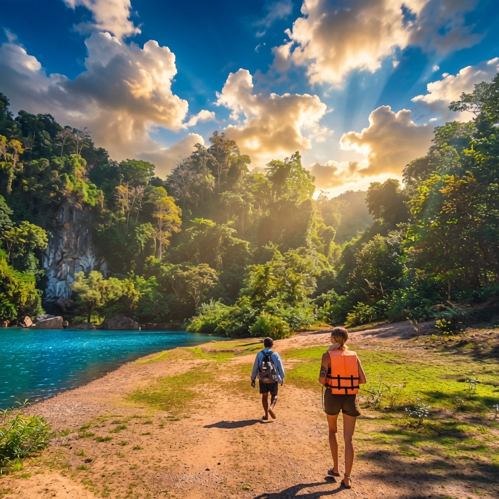 Trekking through dense green jungle trails on the plateau