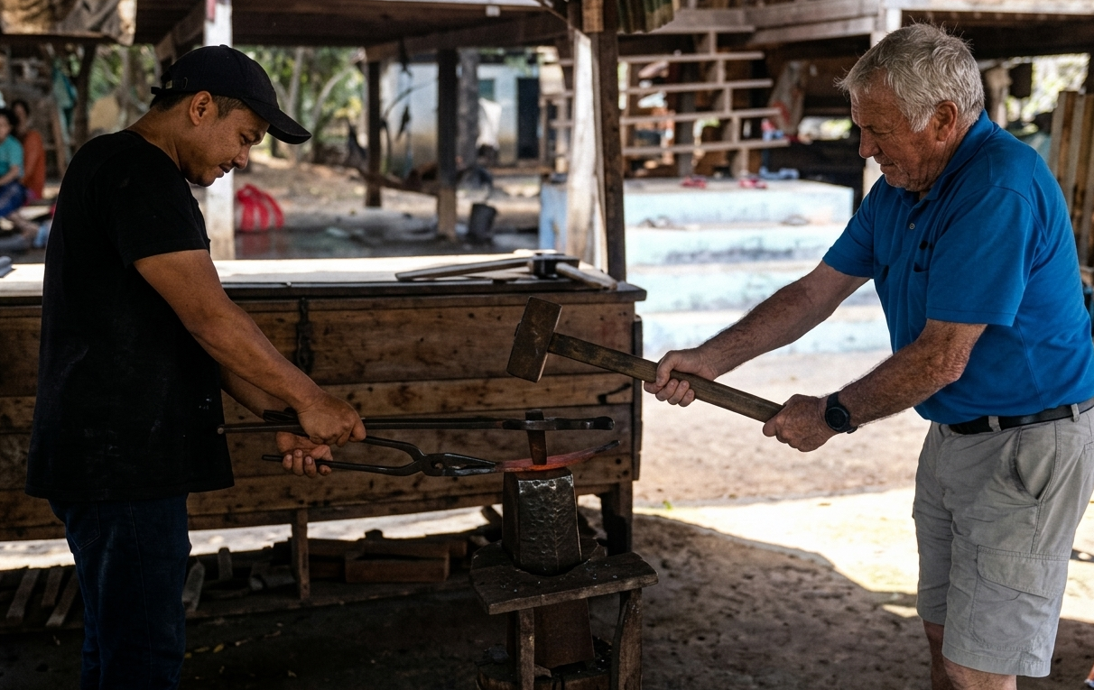 Family run smithies and knives at Blacksmith village