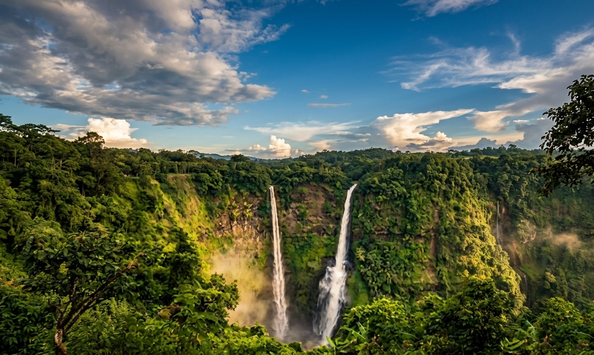 Tad Fane twin waterfalls view