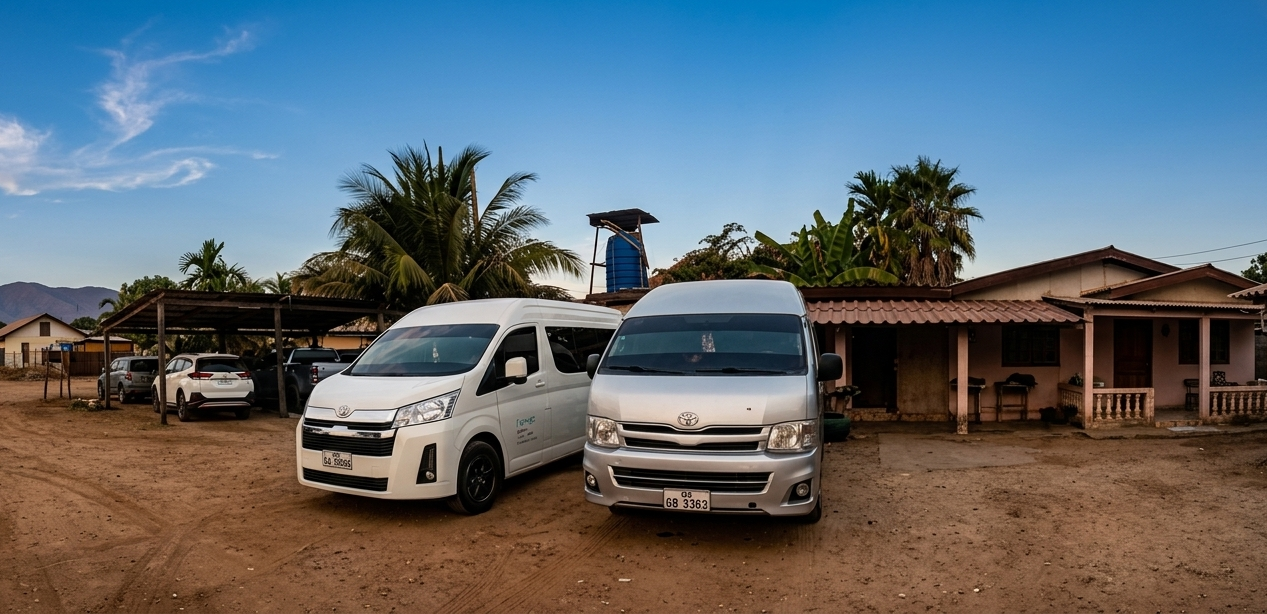 Shared air-conditioned minivan ready for transit