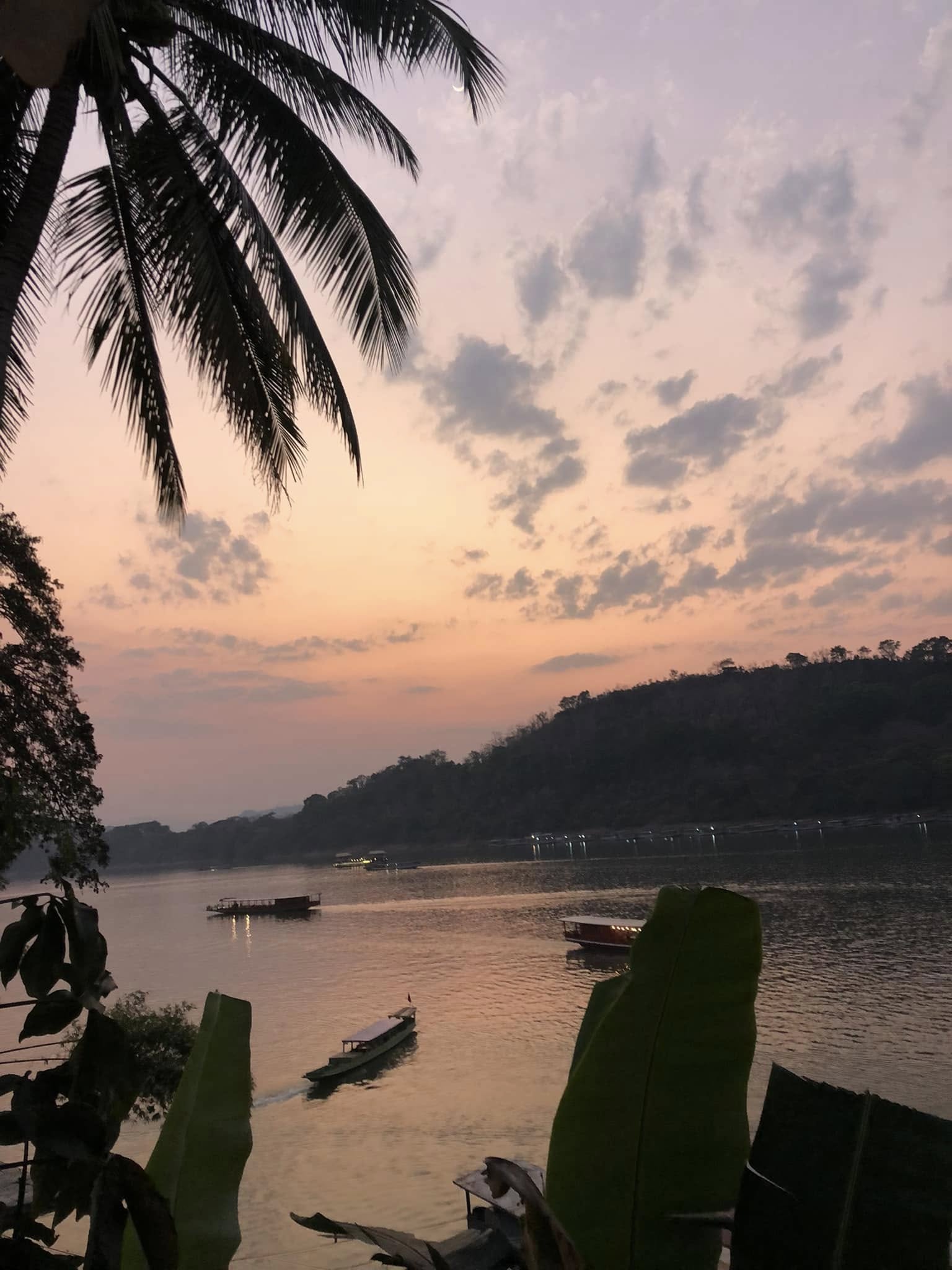 Pakse three bridges at sunset over Mekong