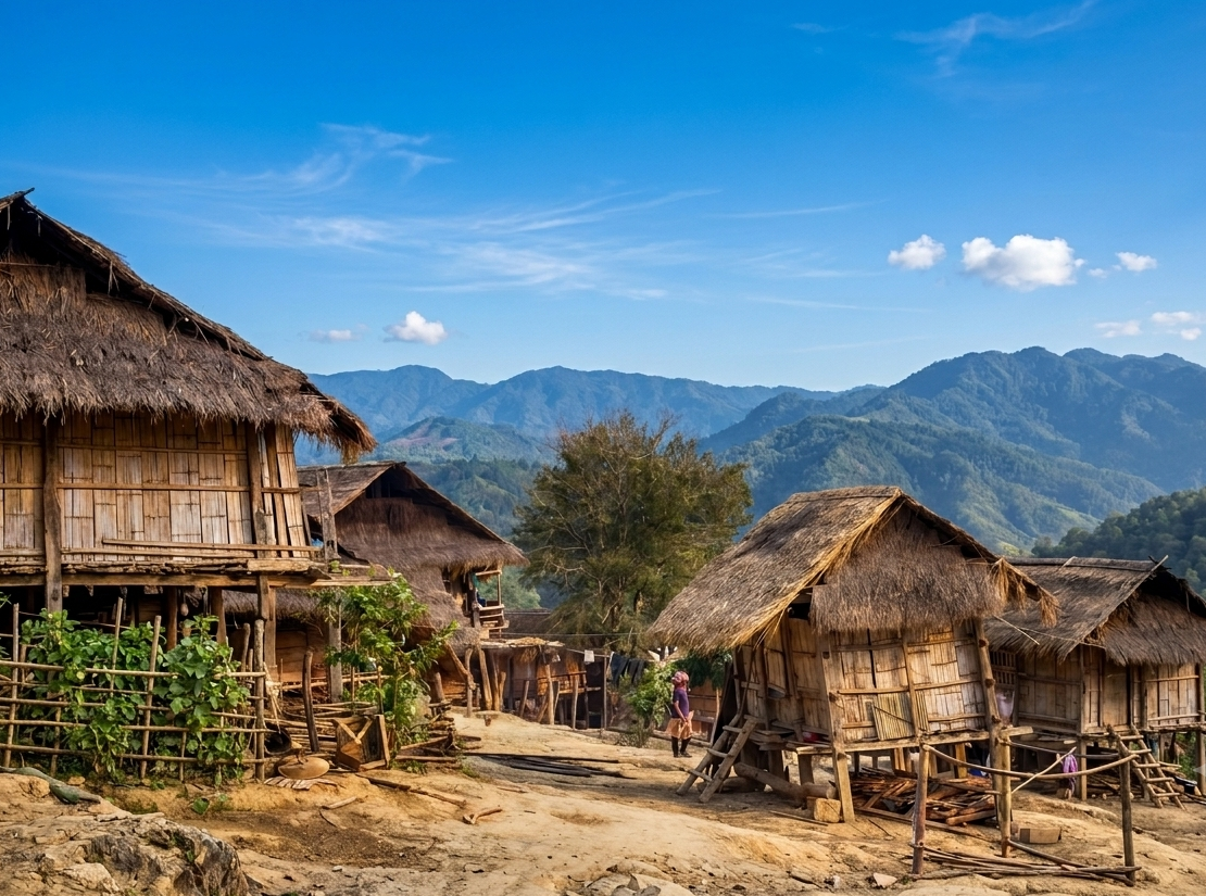 Local ethnic minority village and traditional houses