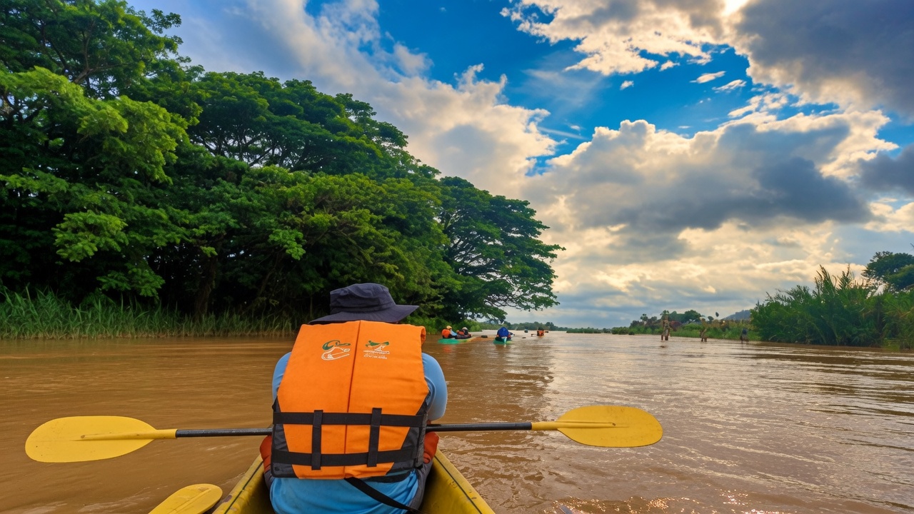 Kayaking past the islands and navigating river rapids