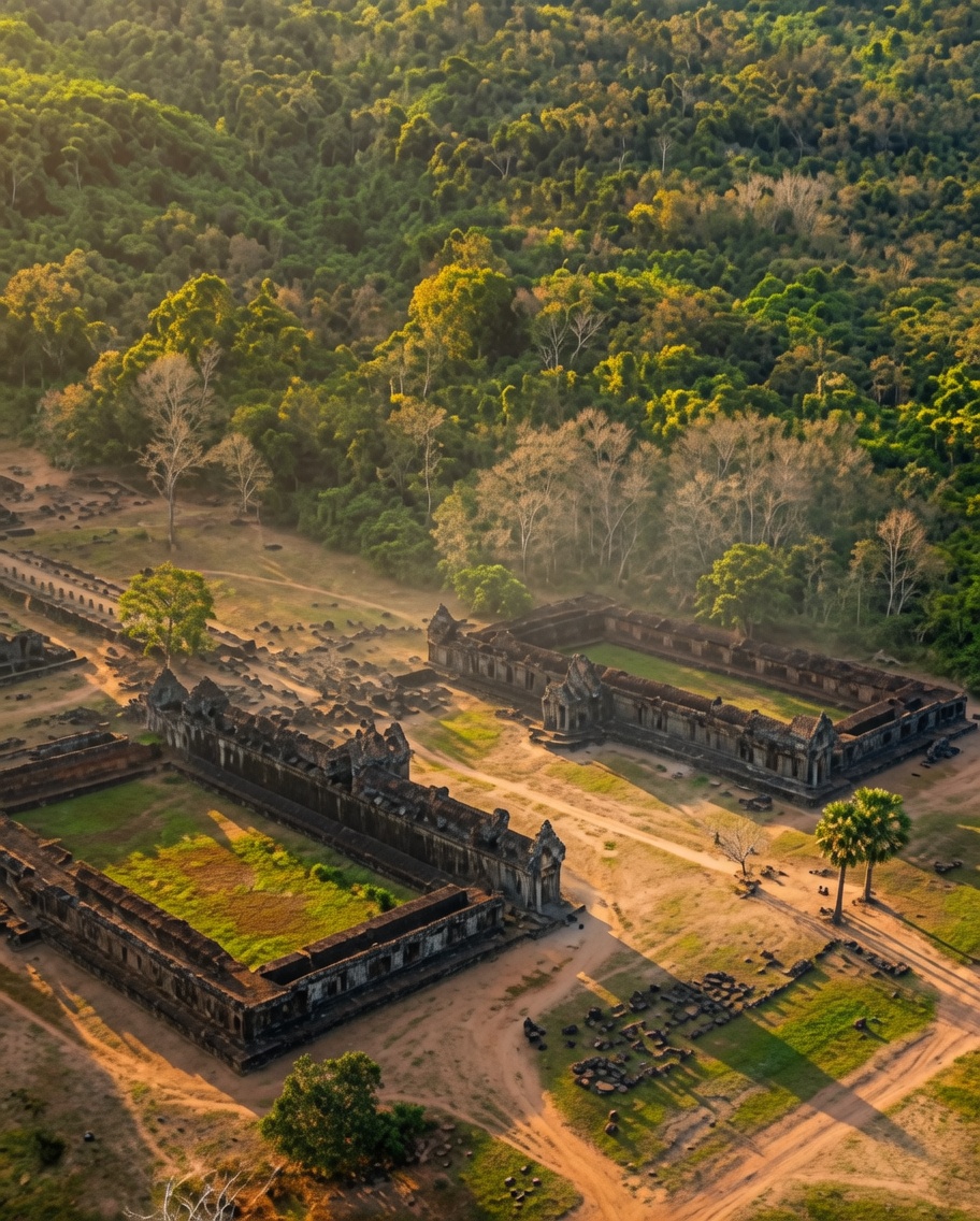 Vat Phou temple ruins and causeway